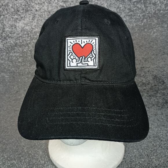Keith Haring Hat Cap Black Strapback Love Heart - Picture 1 of 9
